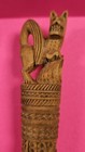 Rare Pair Antique 1889 Dutch Zeeland Carved Wood Serving Forks Snikkerwerk Folk