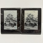 Marble Book End Set Vintage Stone Carved Pair Heavy Sturdy Black Etched Metal