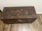 Vintage Antique Chinese Hand Carved Chest  Great Detail  27x12x14