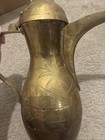 Antique Vtg Brass Dallah Arabic Middle Eastern Etched Coffee Tea Pot