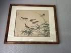 Chinese Birds Socializing In Bamboo Watercolor Painting