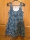 Forever 21 Women   s Blue Plaid Square Neck Sleeveless Strappy Romper Size M
