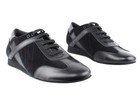 Black Leather Suede Dance Shoes Salsa Latin Bachata Merengue Mens Very Fine 