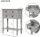 Slim Antique Entry Console Table With Drawers   Bottom Open Shelf  Solid Wood So