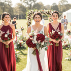 Burgundy Silk Hydrangea Flowers - 46 Pcs For Wedding   Home Decor