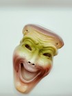 Vintage Ceramic Green   Purple Mardi Gras Comedy Mask 1989 Wall Decor