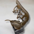 Bronze Statue Bronze Birds Leaf Figurine Marble Sculpture Home Art Pigeons Decor