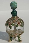 Vintage Versailles Perfume Bottle Bejeweled Filagree And Gold Toned In Box Vg