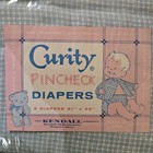 3 Vintage Nos Curity Pincheck Cloth Diapers 21x40  50s Kendall Pink Blue Yellow