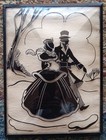 Pair Vintage Reverse Painted Convex Bubble Glass Silhouette Pictures 8  X 6 