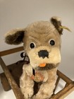 Vintage Steiff Mopsy Dog Sitting Mohair Plush 22 Cm 1960s 
