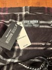 Nwt Steve Madden Mid Weight Purple Black White Plaid Muffler Scarf
