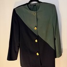 Vitg Bernard Holtzman Color Block Blazer Black Green Gold Buttons 80 90s Wicked