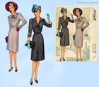 Mccall 5421  1940s Stunning Misses Wwii Dress Sz 36 B Vintage Sewing Pattern