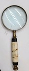 Vintage Large Magnifying Glass - Faux Carved Ivory Handle Brass Trim  10 