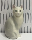 Vintage White Gray Cat Kitten Green Eyes Figurine Bone China 2034