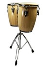 Zenison Latin Percussion Conga Drums And Stand 9    10  Inch Heads Natural Wood