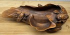 Antique Japanese Boxwood Wood Netsuke Okimono Tea Scoop Cicada  Carved Wood