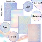 Holographic Paper 36 Sheets Gem Rainbow Dot Star Sparkle Craft Card Making Diy