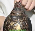 6  Old Tibet Bronze Gilt Buddhism Totem Pattern Dorje Vajra Bell Statue
