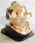 18  Antique Brass Marine Scuba Diving Helmet Us Navy Mark V With Black Wood Base
