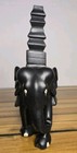 Vintage Hand Carved Black Ebony Elephant Tower Statue Pagoda Finial Ceylon 9 5 