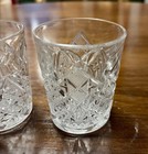 Set Of 2 Vintage Shot Glasses Pressed cut Glass Design Barware