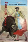 Western Airlines Poster Mexico City Vintage 60 s Bull Fighting 25   X 39  