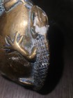 Lizard Egg Shape Statue Brass Paperweight Copper Brown Feng Shui Chameleon Hk361