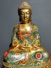 11 6  Old Chinese Copper Cloisonne Sit Shakyamuni Amitabha Buddha Statue