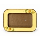 Vintage Yellow Floral Enamel Brass Picture Frame Cottagecore Flower Photo Frame