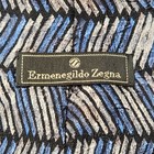 Ermenegildo Zegna Disegno Esclusivo Silk Tie Blue Geometric Chevron Made Italy
