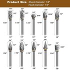 Tungsten Carbide Rotary Burr Bit Set 1 8  Cutting Carving Burrs For Dremel Tool