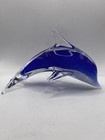 Hand Blown Art Glass Blue Jumping Dolphin Figurine