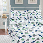 T-rex Dinosaur Twin Sheet Set For Kids   Teens - Green  Blue  Grey  White