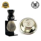 Men s Wet Shaving Set 3 Pc Pure Badger Hair Shave Brush  Shaving Cup   Dip Stand