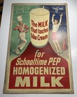 1940   s Milk Dairy Cardboard Sign School Girl Cheerleader Marching Band