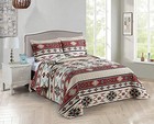  Rustic Striped Southwestern Quilt Stitched Western Bedspread King   Cal-kin