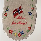 Hilsen Fra Norge  greetings From Norway  Table Runner 23  X 9  Embroidered