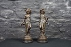 Pair Of Antique French Spelter Classical Female Figures   Country House Decor