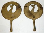 2 Vintage Brass Peacock Trivet Wall Decor Footed With Handle