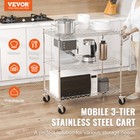 Vevor 3-tier Utility Cart Rolling Cart On Wheels 30 x18 x32 4  661 Lbs 6 Hooks