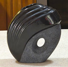 Vintage 80s Postmodern Art Deco Style Vase Ceramic Faux Stone Finish 7 