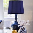 Goso Large Drum Lamp Shade Blue Faux Silk Lamp Shades-square Foldable Lampshades