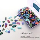 Iridescent Glass Mosaic Tiles For Crafts  240 Pieces 5 Shapes Mixed Stained Glas