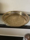 Brass Round Tray With Reticulated Edge Vintage Solid Brass 10 Inch Tray
