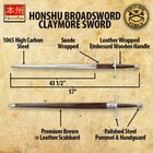 Honshu Claymore Sword   Broadsword   Authentic 1065 High Carbon Steel Blade