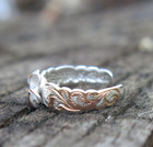 Sterling Silver Rose Gold Plated Plumeria Flower Hawaiian Scroll Toe Ring