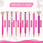 9 Pcs Ballpoint Pens Set Metal Crystal Diamond Glitter Pens For Journaling Black
