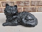 Vtg Hubley-style Cast Iron Lounging Black Cat Doorstop 